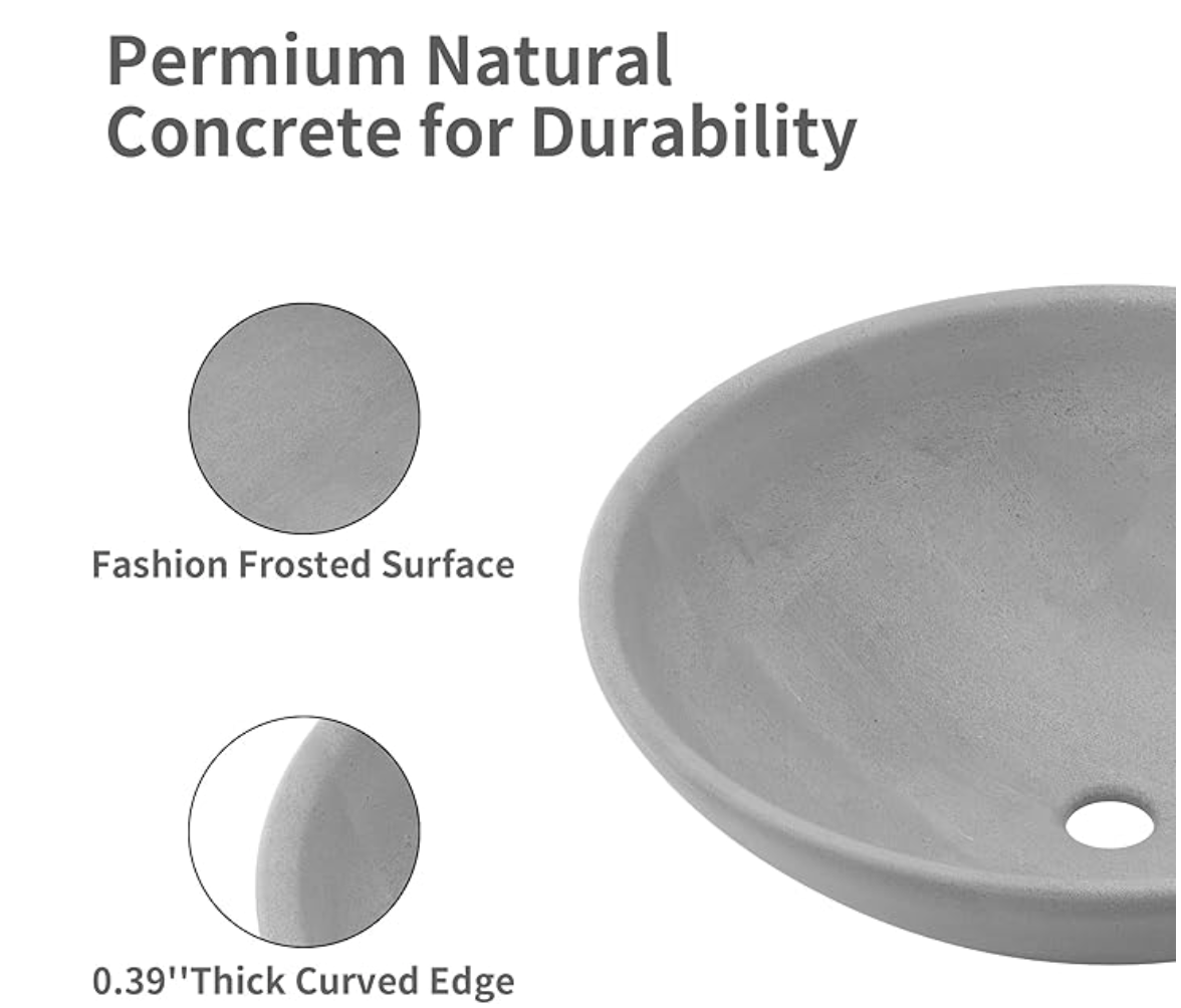 Vessel Sink for Bathroom 16" Round Bathroom Sink Above Counter Small Vessel