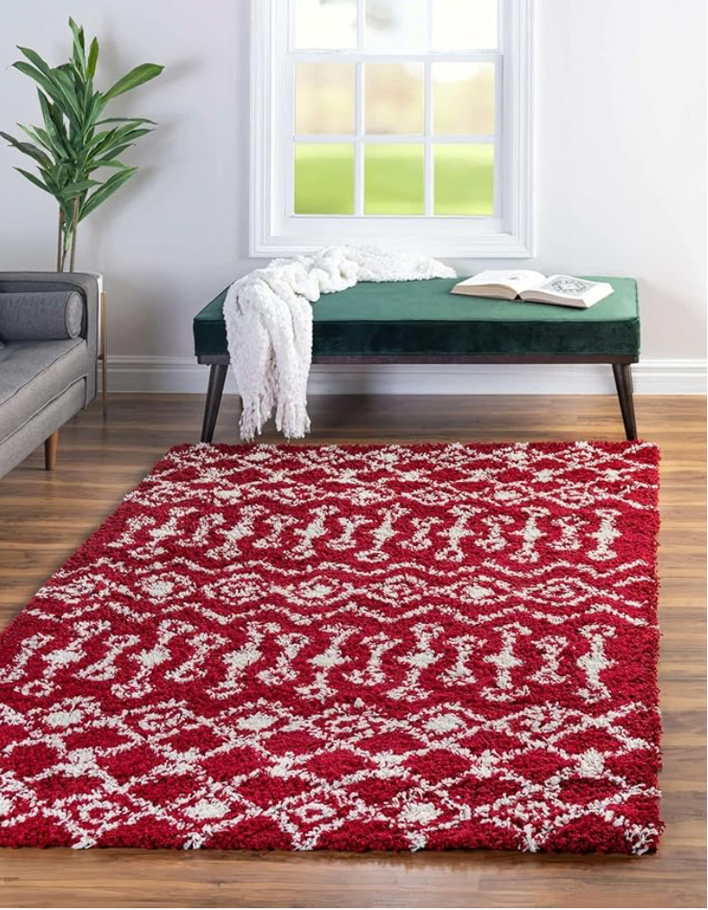 Moroccan Trellis Shag Collection Rug Red 2 x 3
