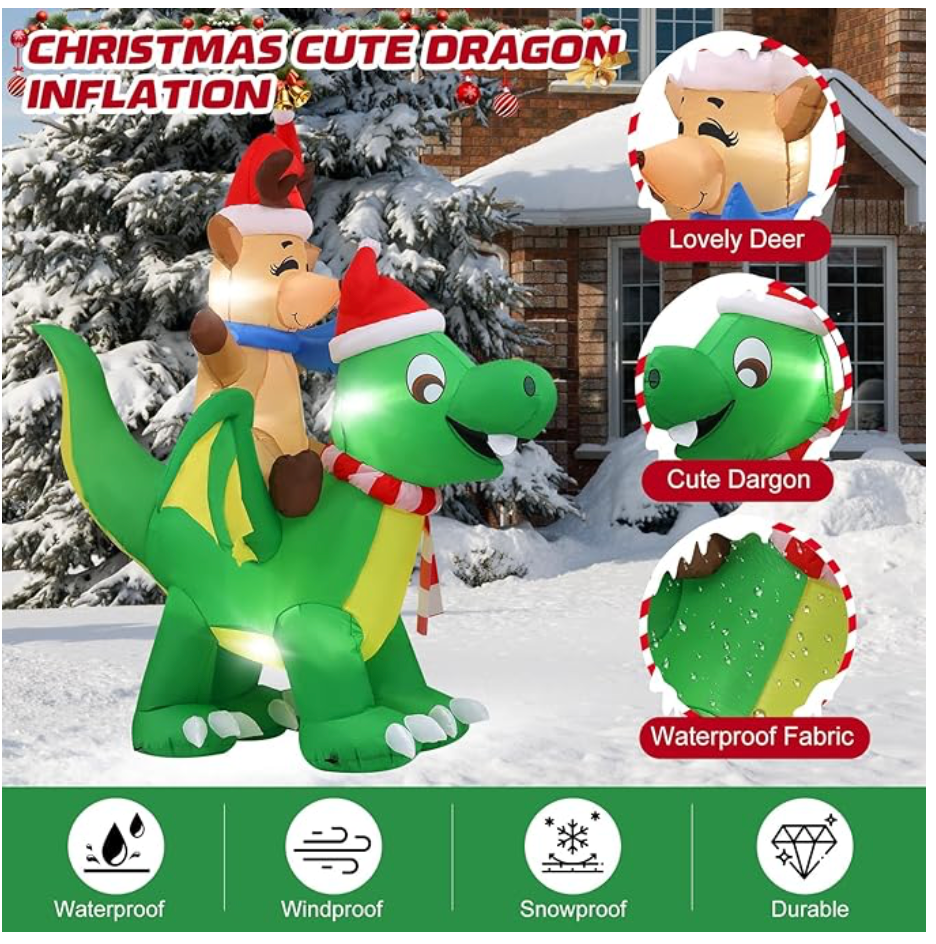 Christmas Inflatables Outdoor Decorations - 8FT Christmas Blow Up, LED Lights