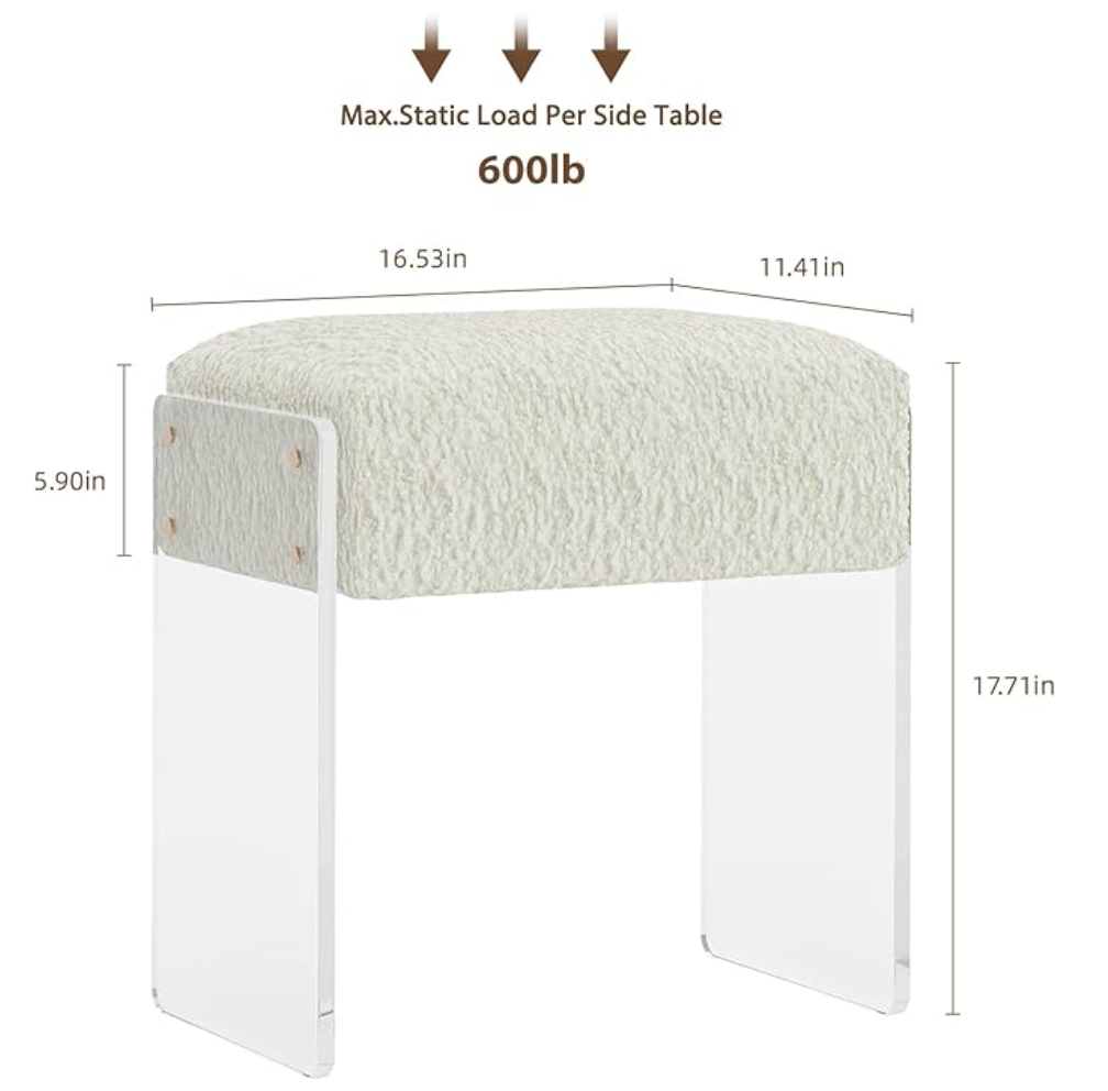 Vanity Stool Chair and Pouf Ottoman-Modern Multifunctional Vanity Stool