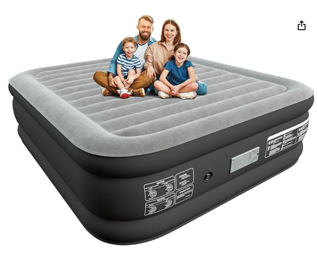20" Queen Air Mattress with Built in Pump Upgraded Auto Stop Electric Air Pump