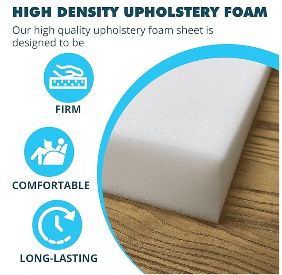 24" W x 24" L Upholstery Foam Cushion High Density (Chair Cushion Square Foam