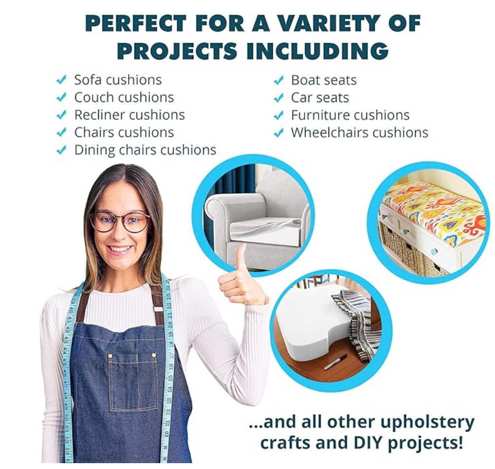 24" W x 24" L Upholstery Foam Cushion High Density (Chair Cushion Square Foam