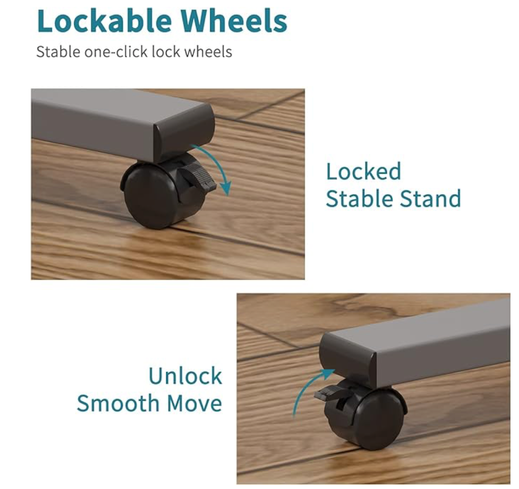 Adjustable Overbed Bedside Table with Wheels Rolling Laptop Tray Desk Cart