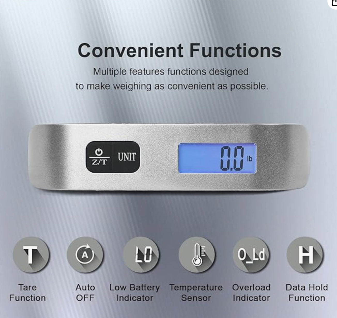 50kg/10g Portable Travel LCD Digital Hanging Luggage Scale Electronic Weight US
