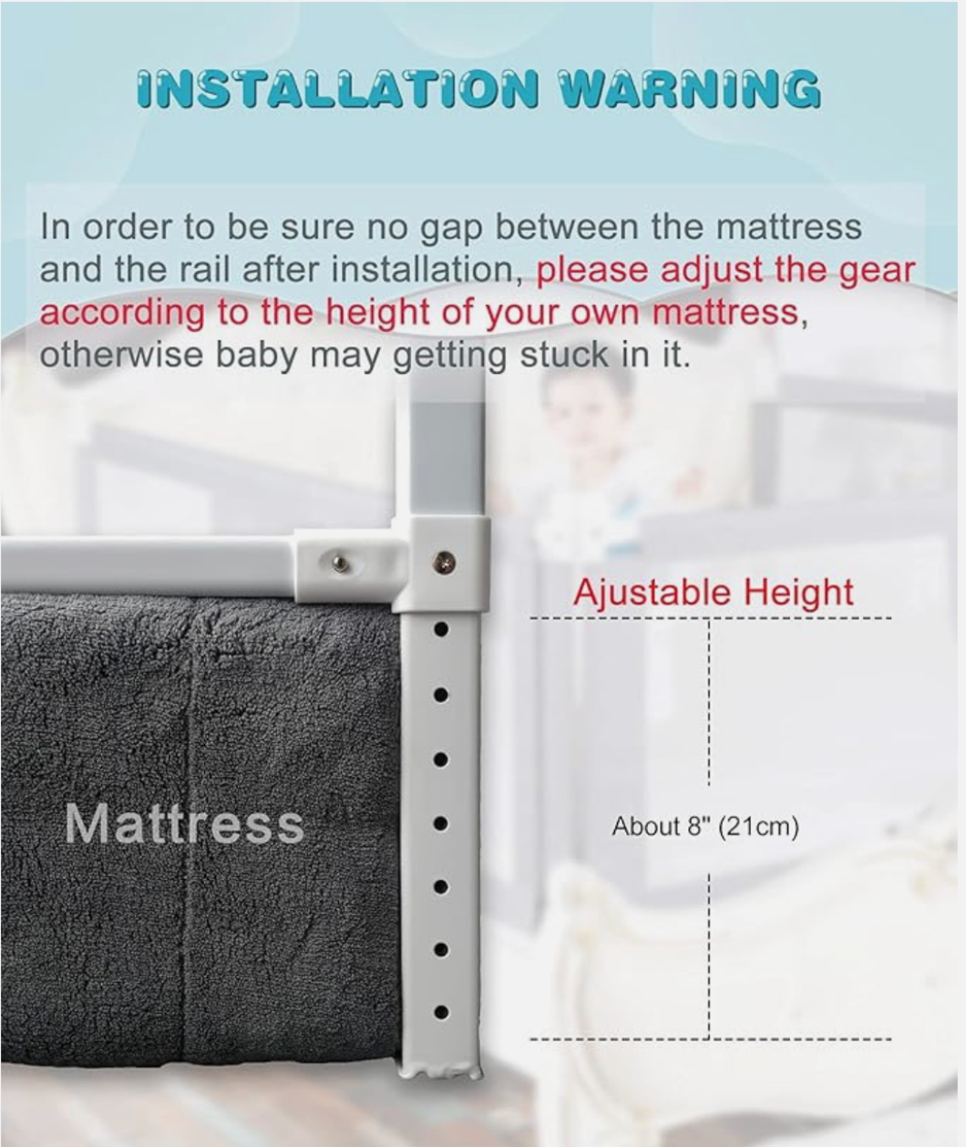 MBQMBSS 2 Pack, 77" Toddler Bed Rail Guards for King/Queen Size Beds, Grey