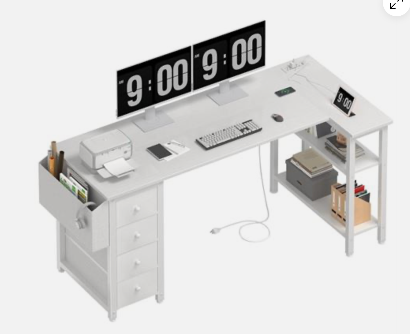 Lufeiya White L Shaped Computer Desk