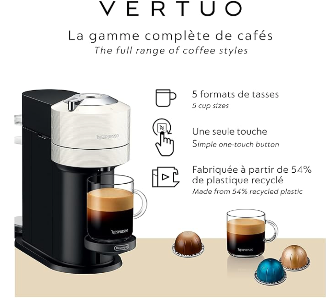 White NESPRESSO Vertuo Next Espresso Coffee Maker Machine Used No box