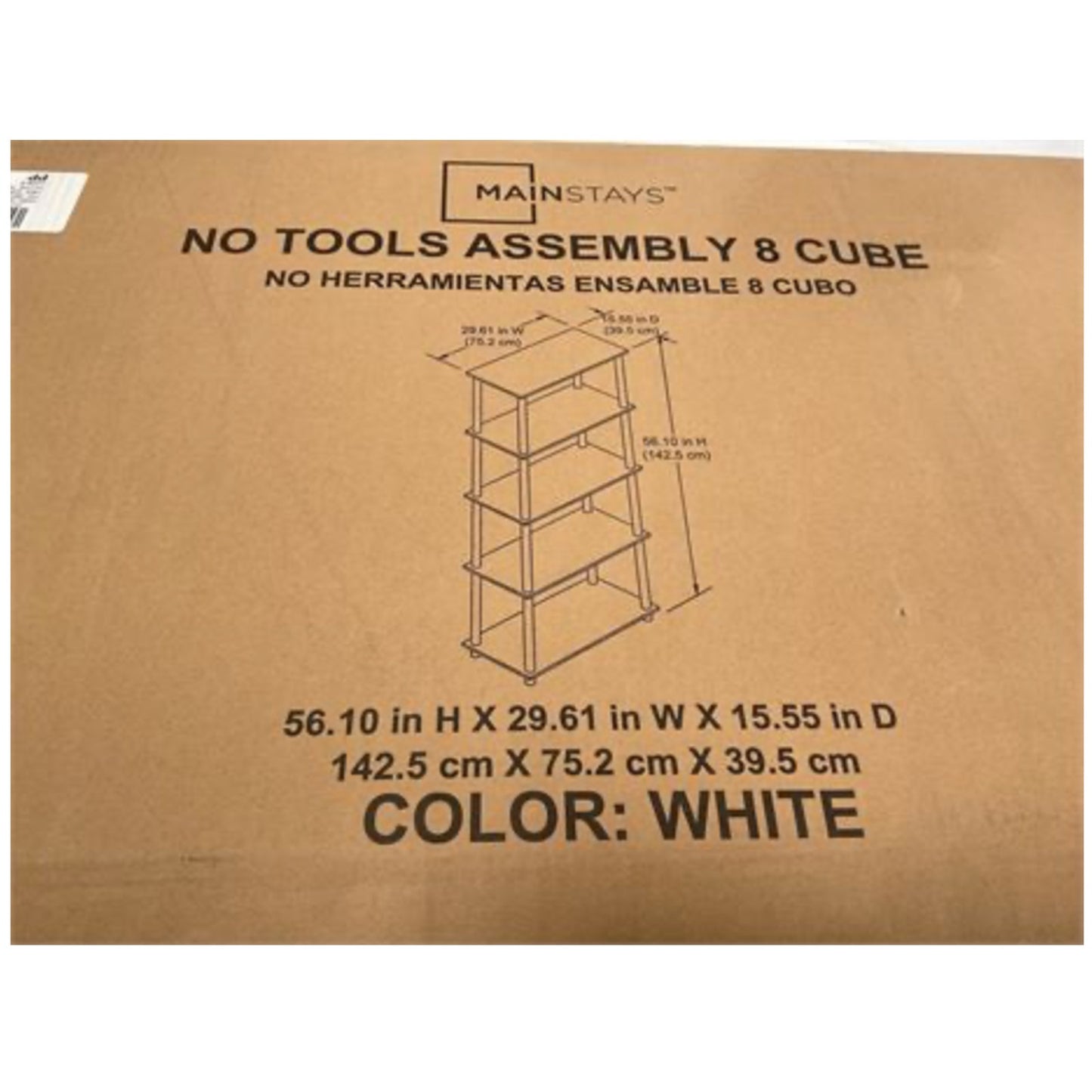 Mainstays no tools assembly eight cube shelf color white 56 inches high 29
