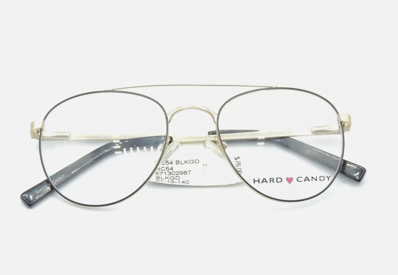 Hard Candy Women S HC54 BLUEGLD Blue/Gold Eyeglass Frames